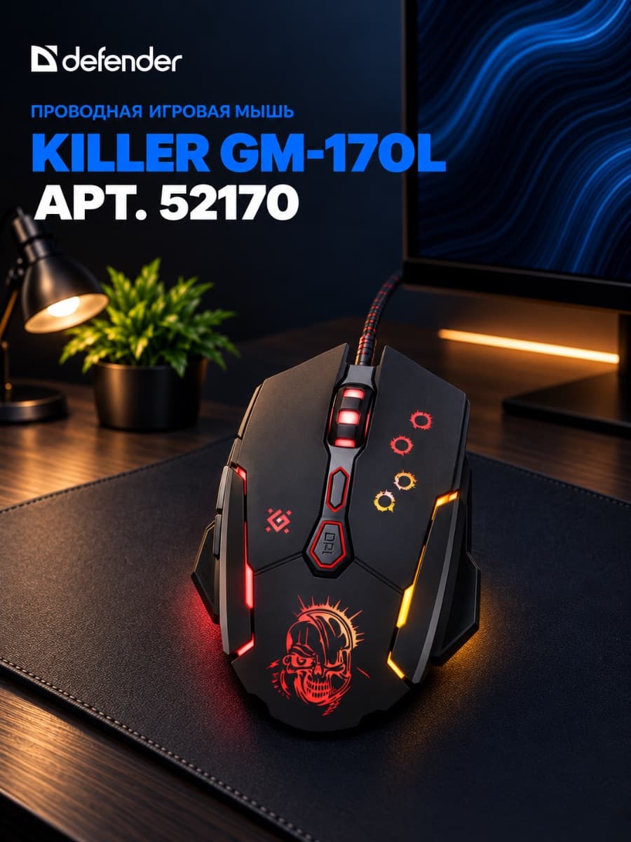 🖱 ИГРОВАЯ МЫШЬ DEFENDER KILLER GM-170L