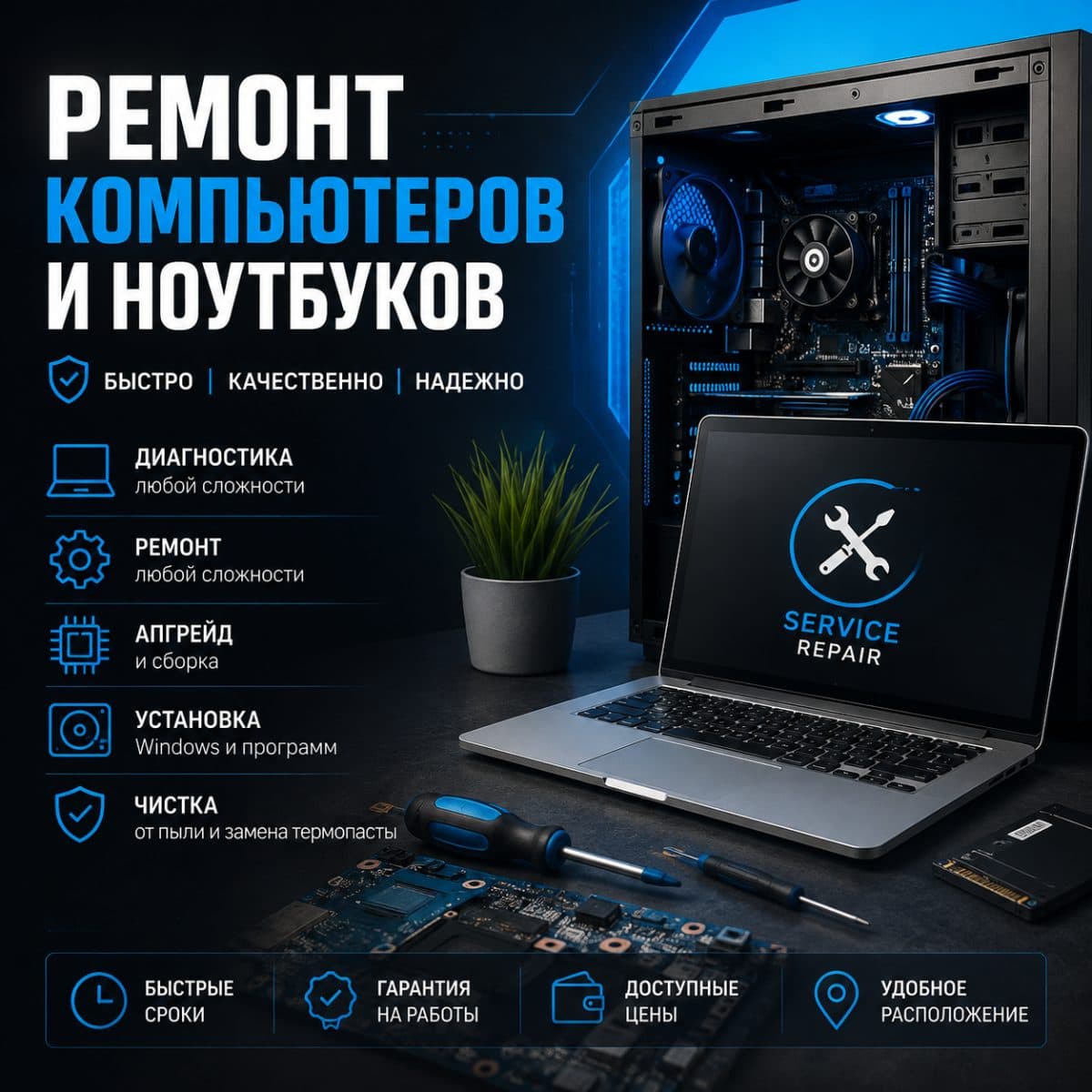 Ремонт компьютеров и ноутбуков.