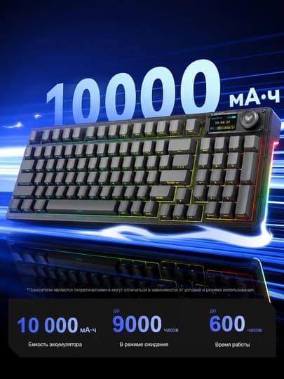 Клавиатура AULA F98 Pro V3, механическая, беспроводная, RGB-подсветка, экран, крутилка