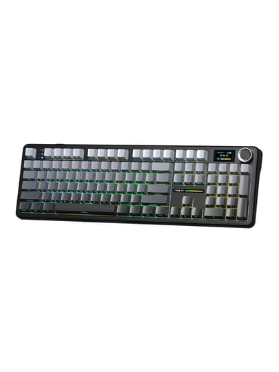 Игровая клавиатура AULA F108 Pro, механическая, tri-mode, RGB, экран и крутилка — Тёмно-серый