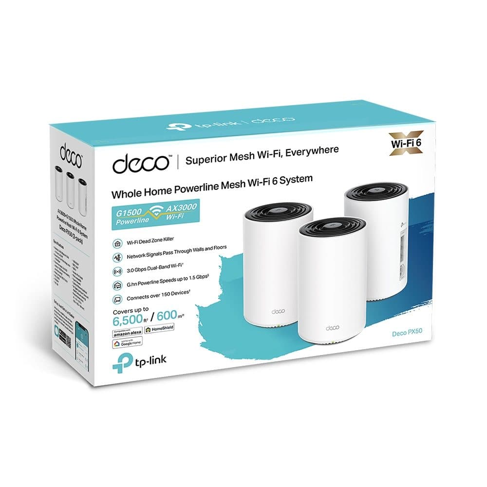 Tp-Link Deco PX50 3-pack Mesh-система Wi-Fi 6 с Powerline G1500