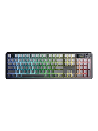 Игровая клавиатура AULA F108 Pro, механическая, tri-mode, RGB, экран и крутилка — Тёмно-серый